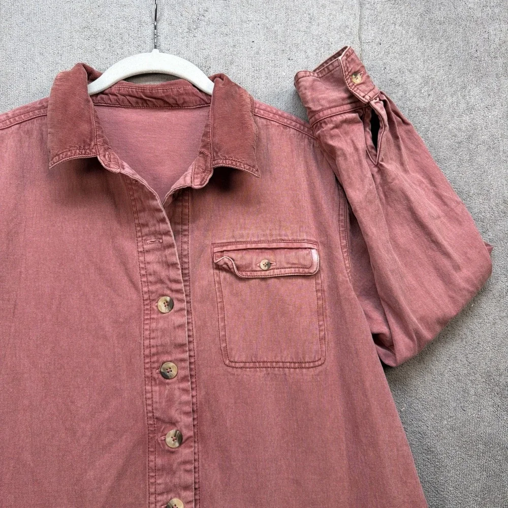 Free People Connor Mini Dress Corduroy Button‎ Front Pink Small